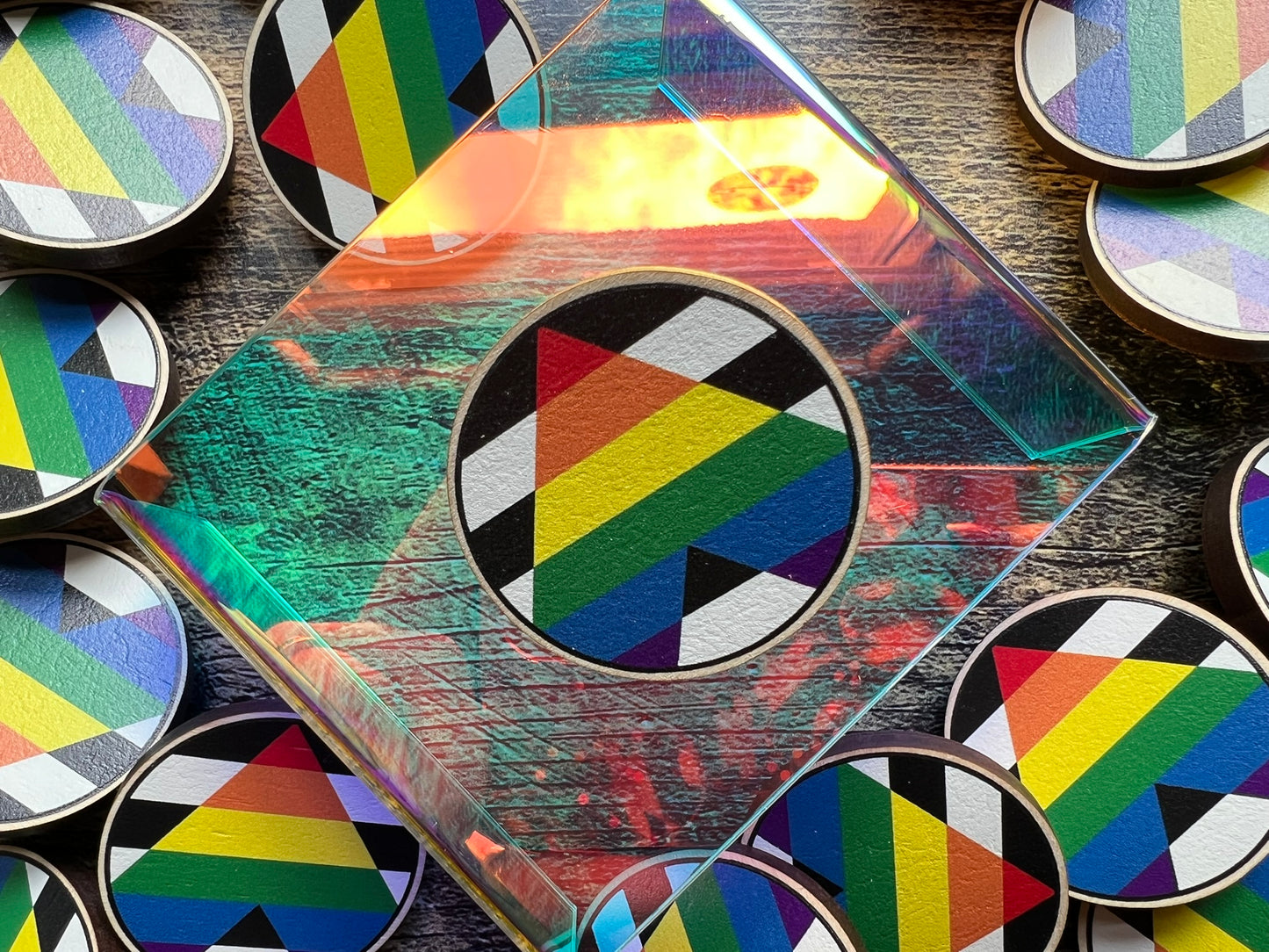 PRIDE ally wooden charity pin