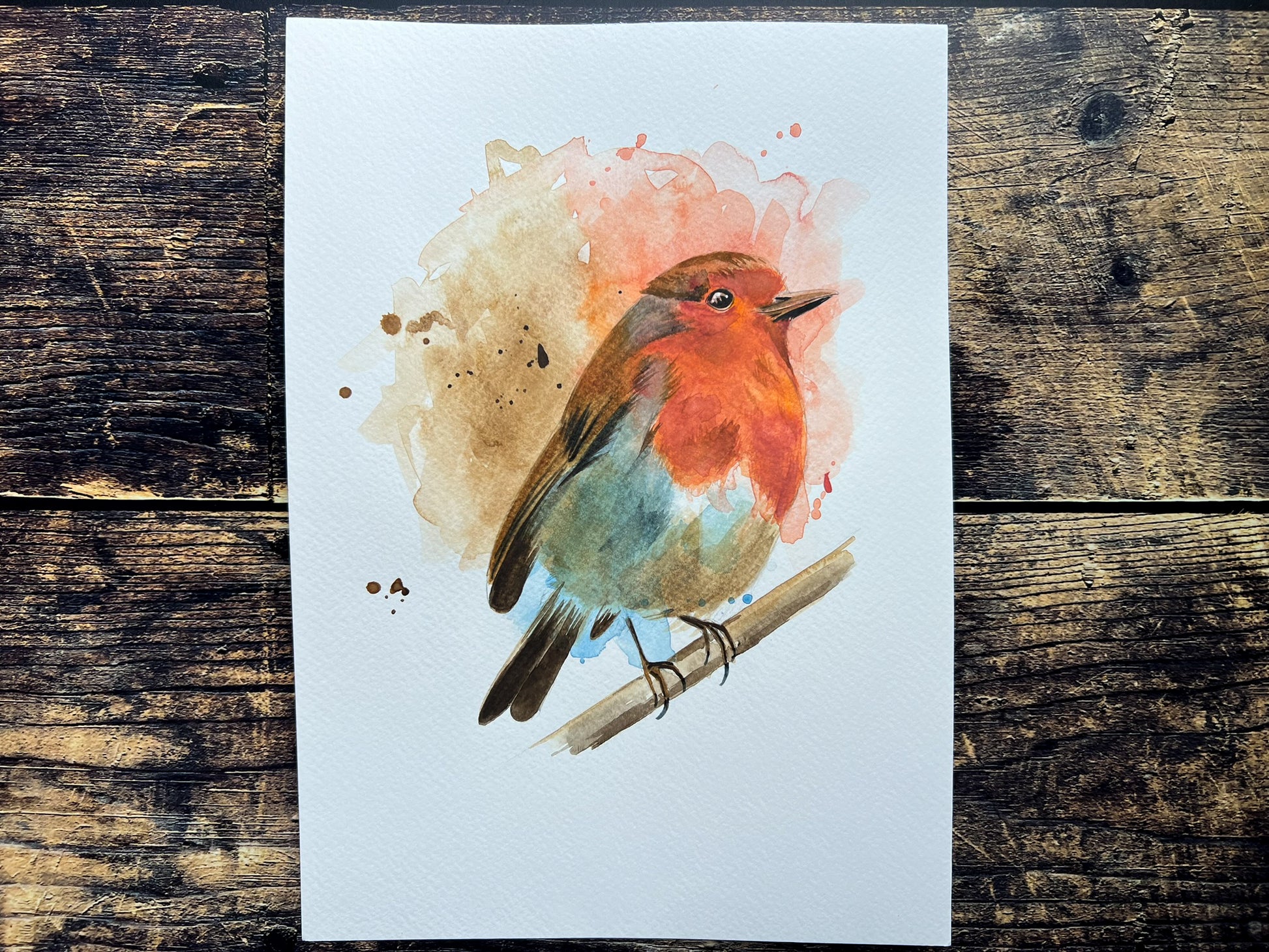 An A4 original watercolour painting of a robin on 300gsm watercolour paper.