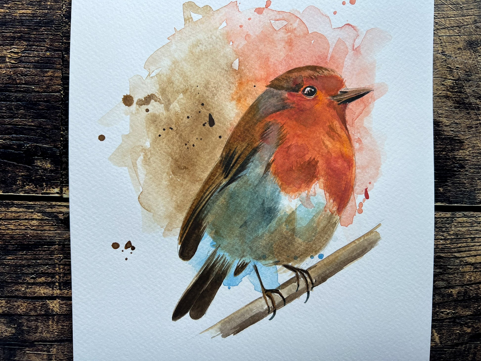 An A4 original watercolour painting of a robin on 300gsm watercolour paper.