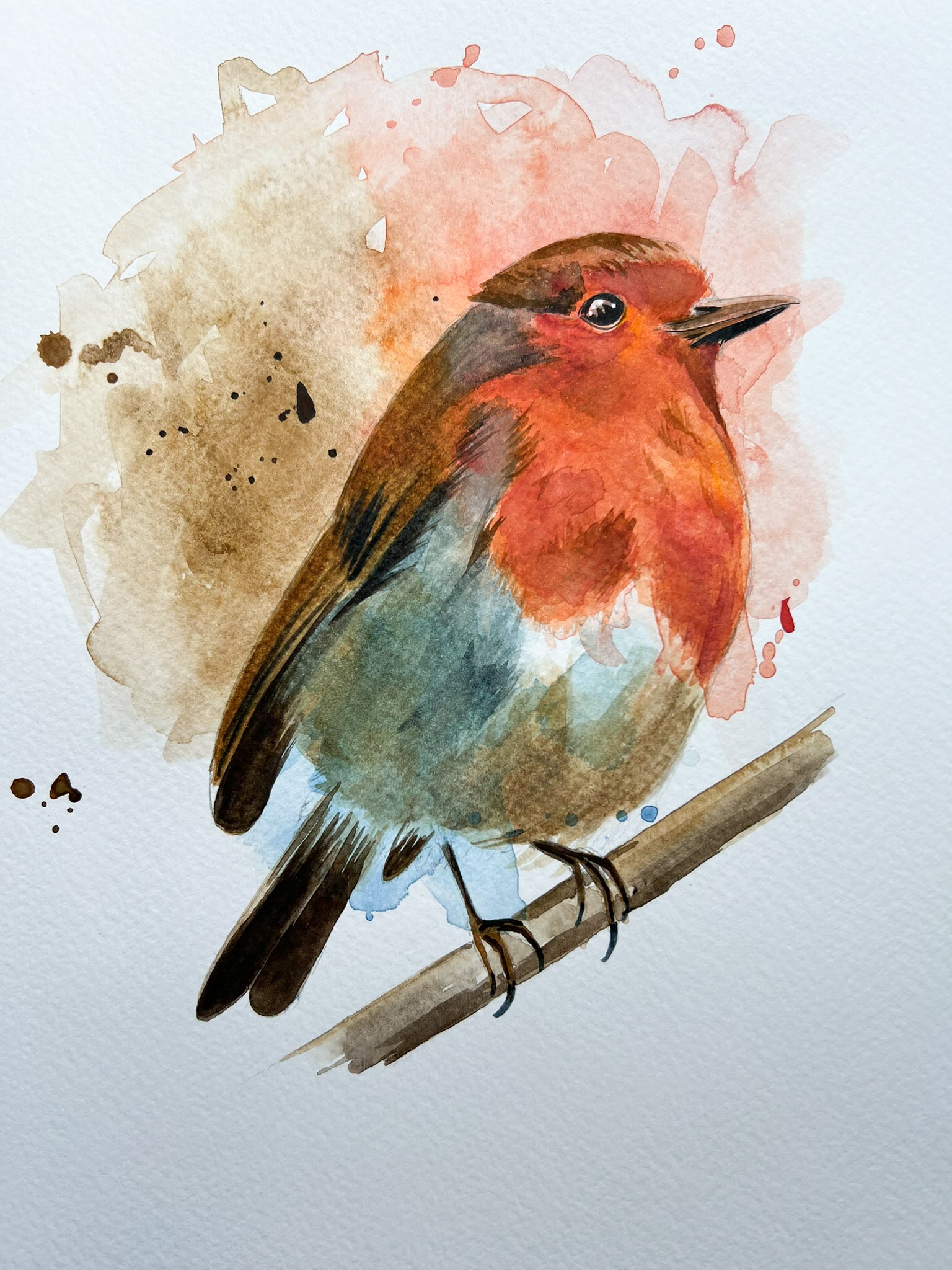 An A4 original watercolour painting of a robin on 300gsm watercolour paper.