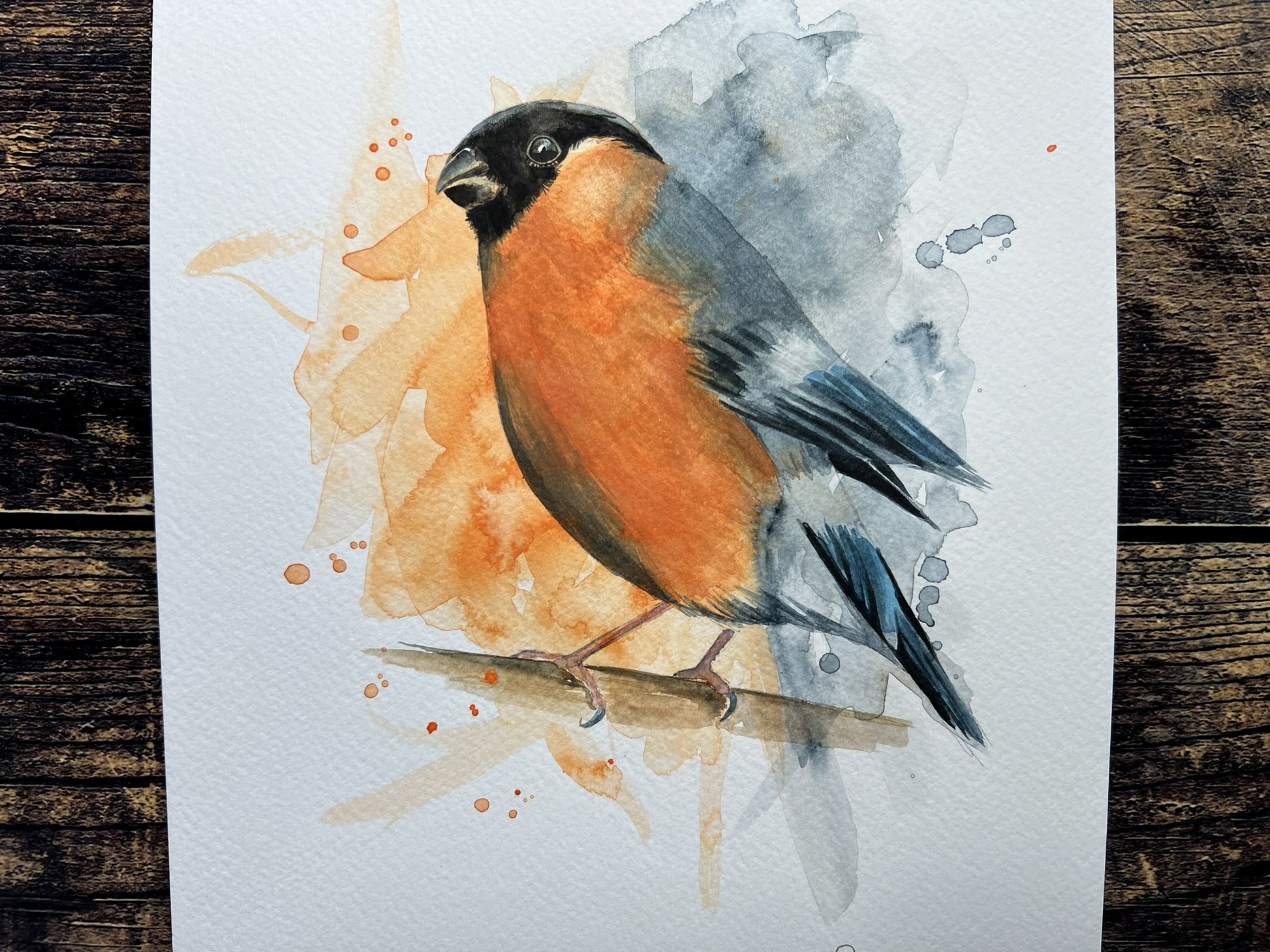 An A4 original watercolour painting of a blue tit on 300gsm watercolour paper.