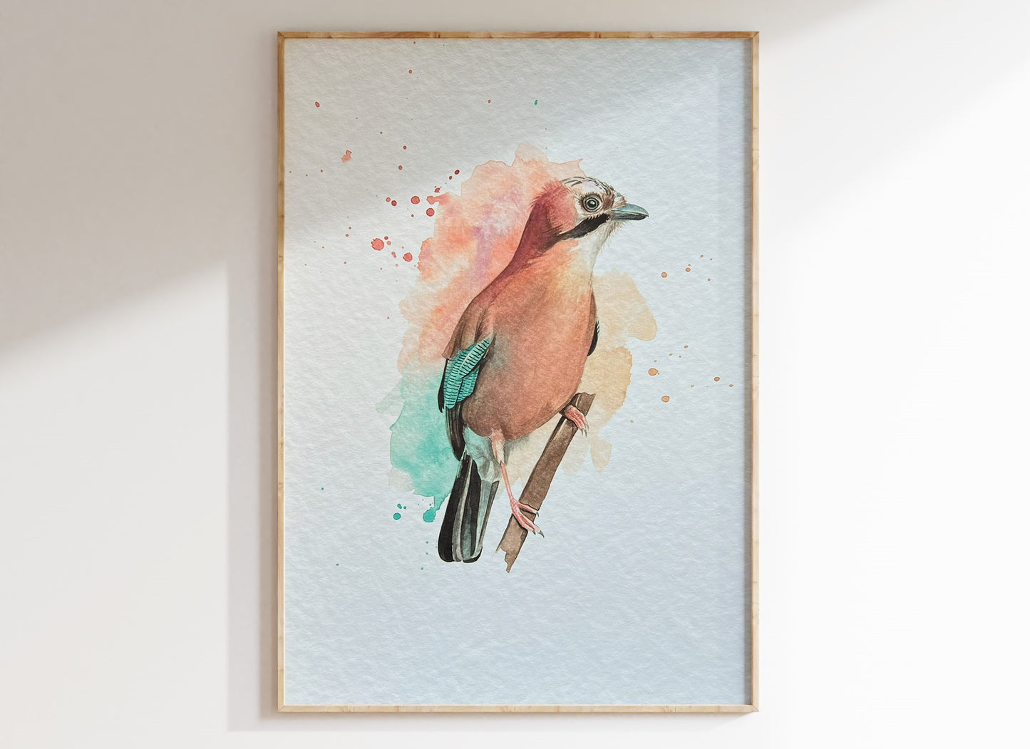 An A4 print of a jay on textured archival paper.