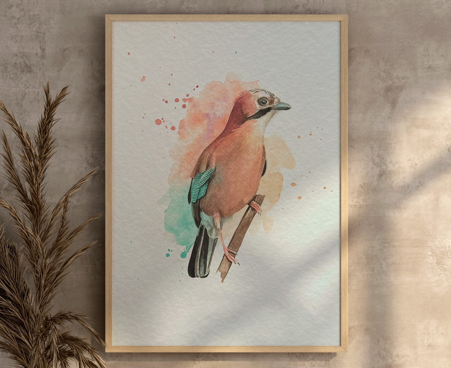 An A4 print of a jay on textured archival paper.