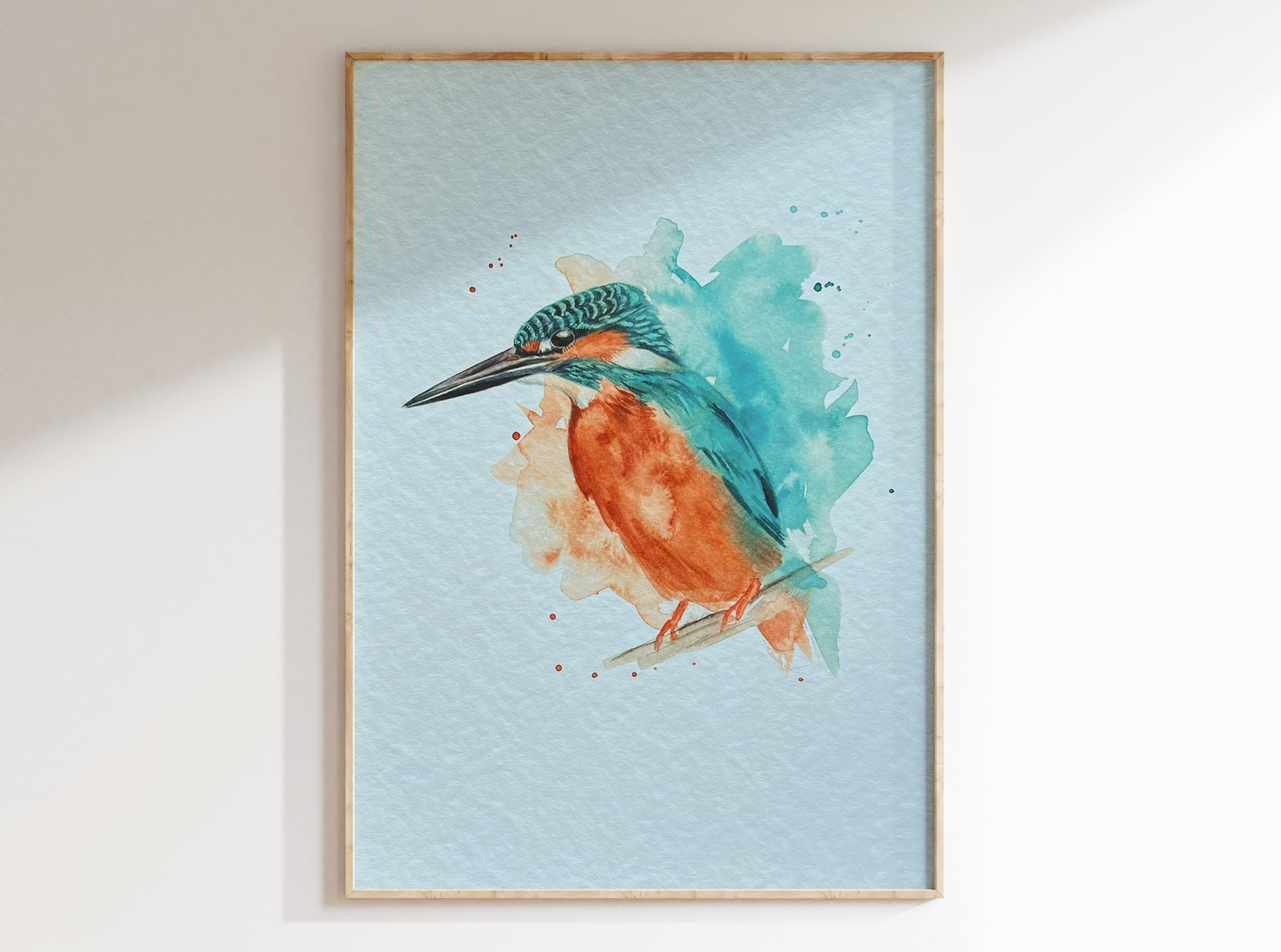 An A4 print of a kingfisher on textured archival paper.