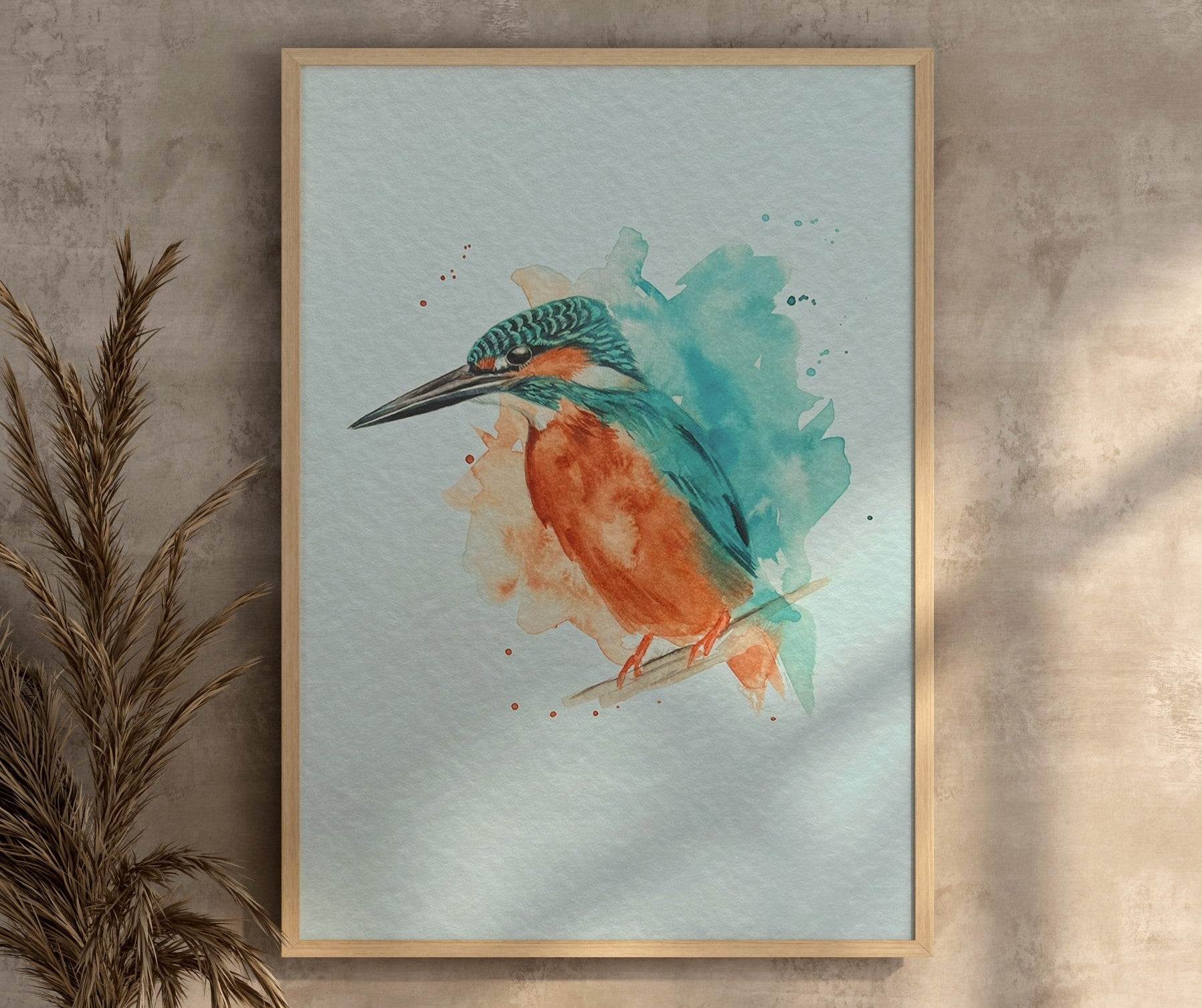 An A4 print of a kingfisher on textured archival paper.