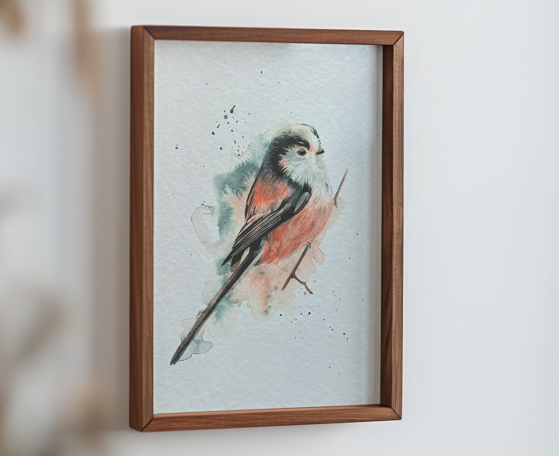 An A4 print of a long-tailed tit on textured archival paper.