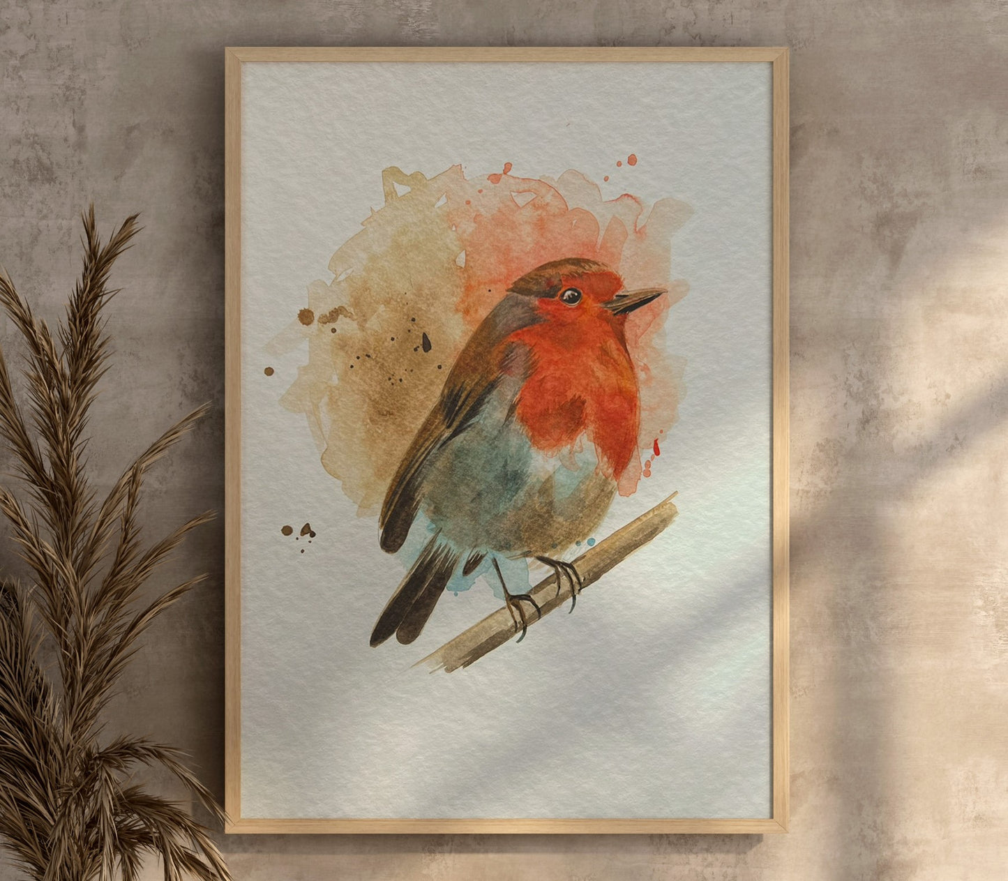 An A4 print of a robin on textured archival paper.