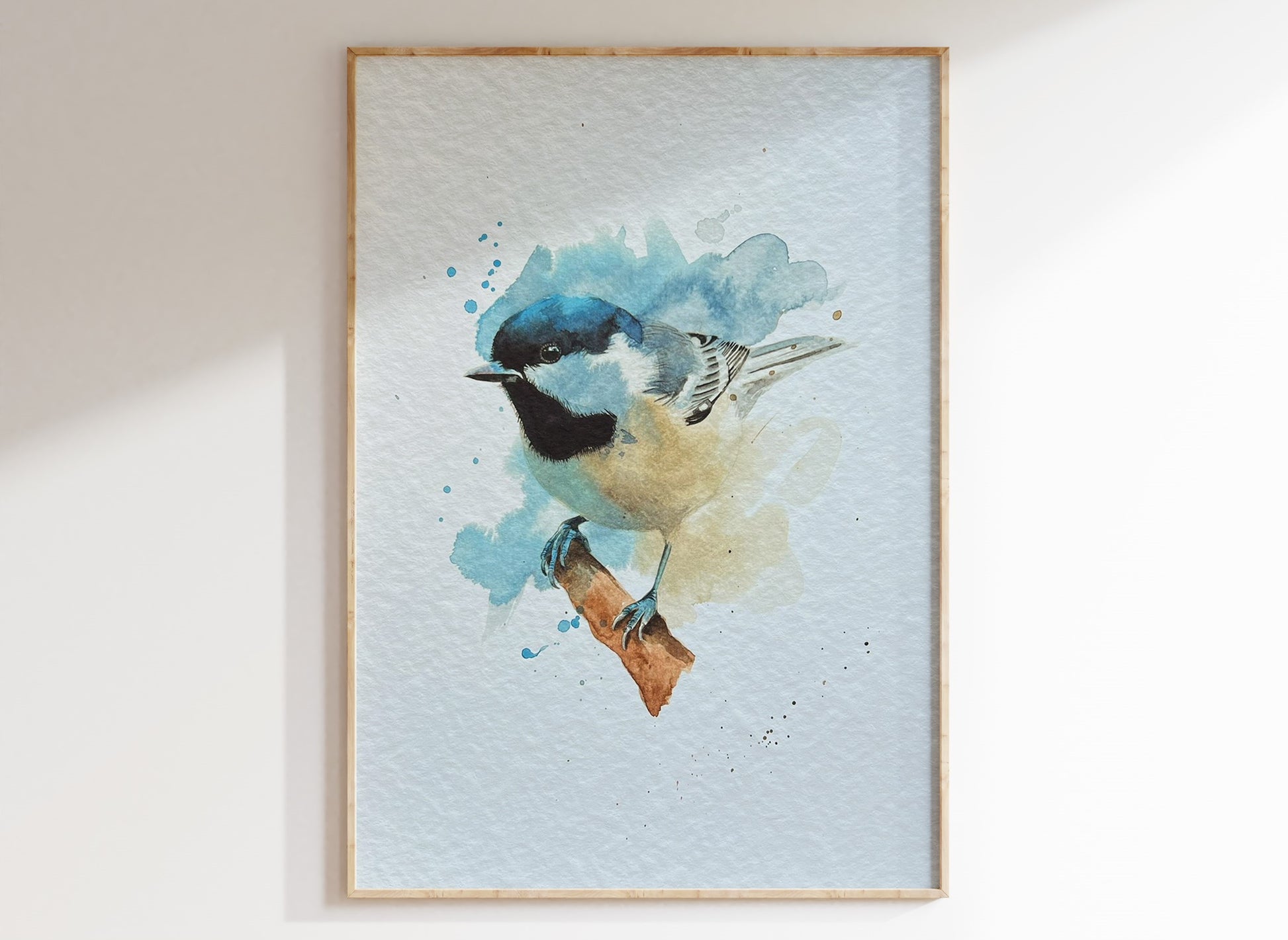 An A4 print of a coal tit on textured archival paper.